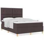 vidaXL Lit à ressorts avec matelas marron foncé 140x190 cm tissu