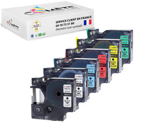 6 rubans étiqueteuses compatibles pour dymo d1 45010 45013 45016 45017 45018 45019 - 12mm x 7m