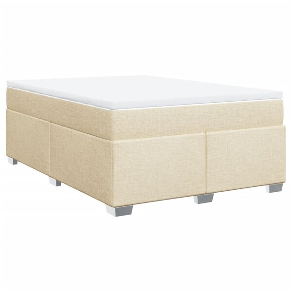 vidaXL Sommier à lattes de lit avec matelas Crème 160x200 cm Tissu