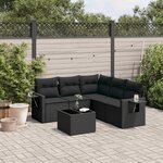 vidaXL Salon de jardin 6 Pièces avec coussins noir résine tressée