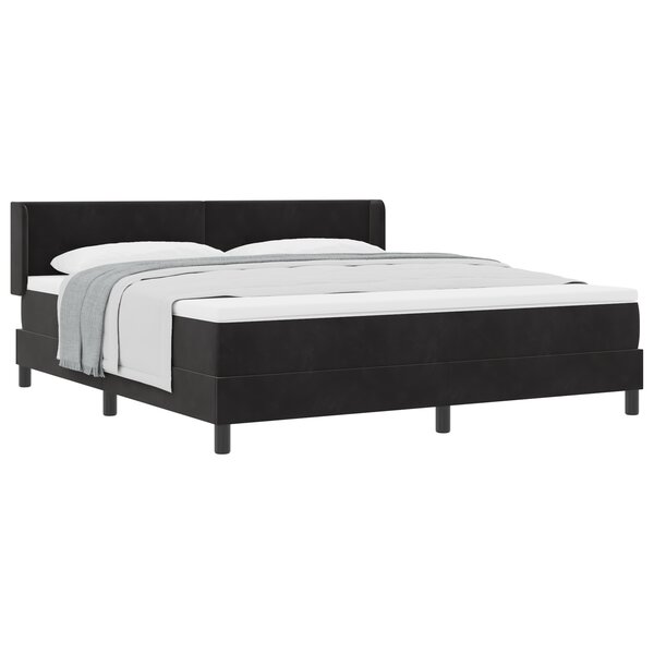 Lit de box spring vidaXL avec matelas Noir 180x200 cm Velours