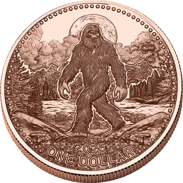 Pièce de monnaie en Cuivre 1 Dollar g 155.5 (5 oz) Millésime 2025 Native American Myth BIGFOOT