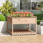 vidaXL Jardinière avec étagère 111 5x111 5x81 cm Bois massif de pin
