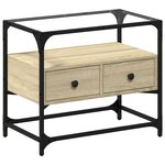 vidaXL Meuble TV avec dessus en verre chêne sonoma bois d'ingénierie