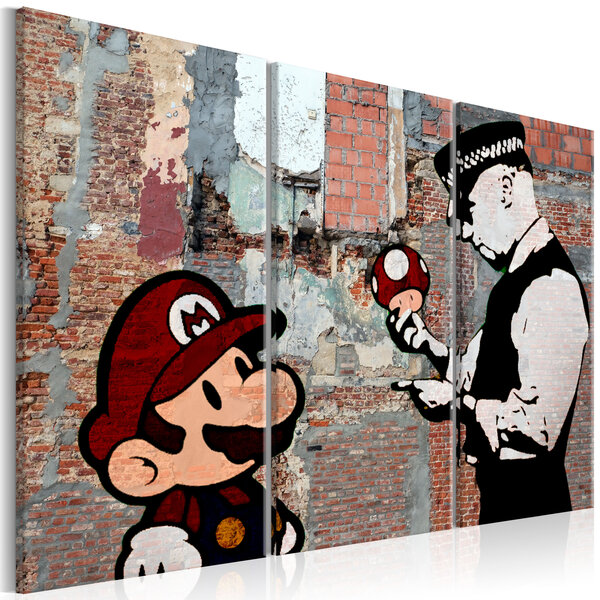 Tableau - banksy: warning l x h en cm 90x60