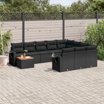 vidaXL Salon de jardin 11 Pièces avec coussins noir résine tressée