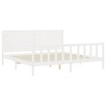vidaXL Cadre de lit avec tête de lit blanc 200x200 cm bois massif