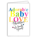 Carte FLUO Félicitations Naissance Adorable Baby Love Avec Enveloppe 12x17,5cm