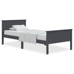 vidaXL Cadre de lit Gris Bois de pin massif 100x200 cm