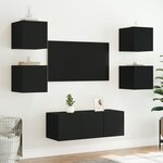 vidaXL Meuble TV mural avec lumières LED noir 30 5x35x30 cm