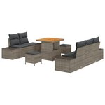 Ensemble de Canapés de Jardin 8 Pièces avec Coussins en Rattan Poly Gris Acacia
