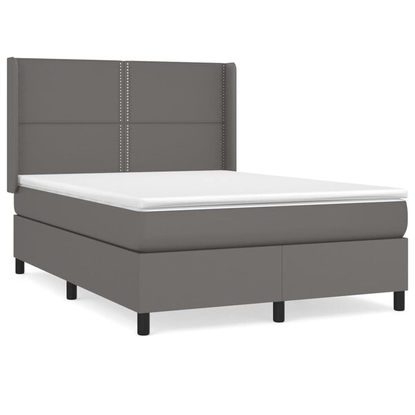 vidaXL Sommier à lattes de lit avec matelas Gris 140x200 cm Similicuir