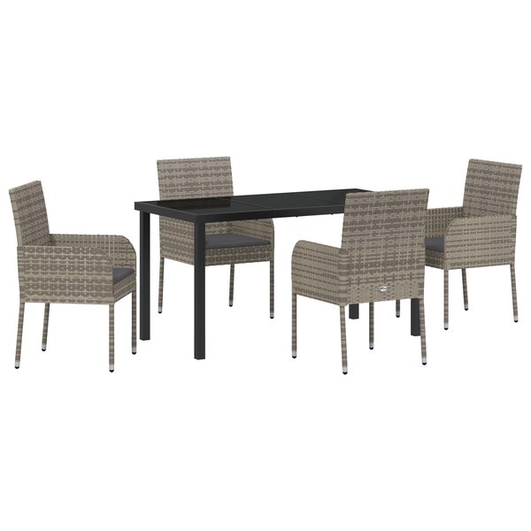 vidaXL Ensemble de jardin 5 pièces avec coussins gris en poly rattan