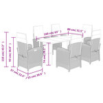 vidaXL Ensemble à manger de jardin et coussins 7 Pièces beige poly rotin