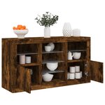 vidaXL Buffet avec lumières LED chêne fumé 123x37x67 cm