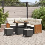 Ensemble de canapés de jardin 8 pièces vidaXL avec coussins noir poly rotin acacia