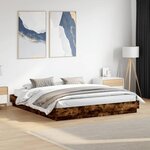 vidaXL Cadre de lit avec LED sans matelas chêne fumé 200x200 cm