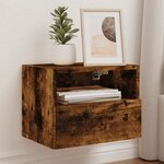 vidaXL Meuble TV mural chêne fumé 40x30x30 cm bois d'ingénierie