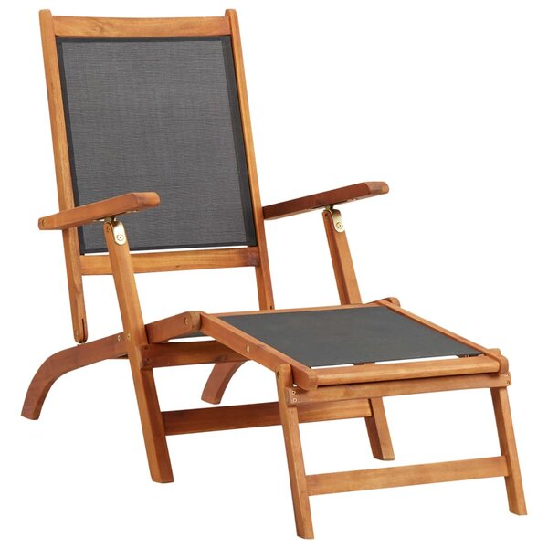vidaXL Chaise longue d'extérieur Bois d'acacia massif et textilene