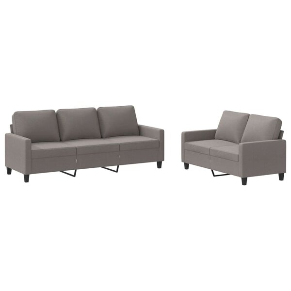 vidaXL Ensemble de canapés 2 Pièces avec coussins Taupe Tissu