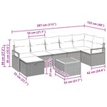 Ensemble de canapé de jardin 8 pièces avec coussins en polyrotin noir