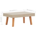 vidaXL Table basse de jardin Résine tressée Beige