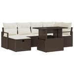 Canapé de jardin 7 pièces avec coussins Marron Poly Rattan
