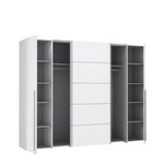 Armoire - Blanc mat -  2 portes battantes + 2 portes coulissantes - L 270,3 x P 61,2 x H 210 cm - NARAGO