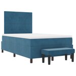 vidaXL Lit avec sommier à ressorts avec matelas et banc bleu foncé 120x200 cm en velours