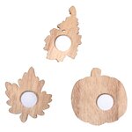 12 mini citrouilles et feuilles en bois adhésives - 3 types et 4 couleurs - 3 7 cm