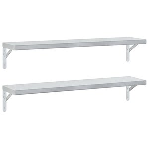 vidaXL Étagères murales 2 Pièces 100x23 5 cm argenté acier inoxydable