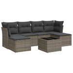 vidaXL Salon de jardin avec coussins 7 Pièces gris résine tressée