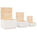 vidaXL Boîtes de rangement et couvercles 3Pièces Blanc Bois massif de pin