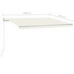 vidaXL Auvent automatique capteur de vent LED 4 5x3 5 m Crème