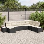 vidaXL Set de Canapé de Jardin 8 Pièces avec Coussins Noir Rotin Poly