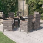 vidaXL Ensemble de salle à manger de jardin avec coussins 7 Pièces Gris