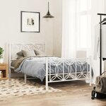 vidaXL Cadre de lit métal sans matelas et pied de lit blanc 100x190 cm