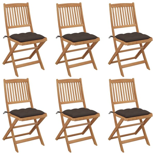 vidaXL Chaises pliables de jardin 6 Pièces avec coussins Bois d'acacia