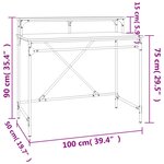 vidaXL Bureau noir 100x50x90 cm bois d'ingénierie et fer