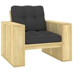 vidaXL Chaise de jardin avec coussins anthracite Bois de pin imprégné