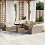 vidaXL Salon de jardin 11 Pièces avec coussins beige résine tressée