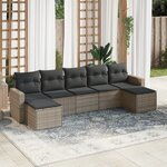 vidaXL Salon de jardin avec coussins 7 Pièces gris résine tressée