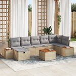 vidaXL Ensemble de canapé de jardin 8 pièces avec coussins beige poly rotin