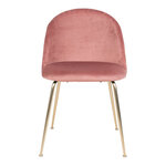 2 chaises de salle à manger en velours rose avec pieds en laiton