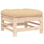 vidaXL Salon de jardin 3 Pièces avec coussins bois massif