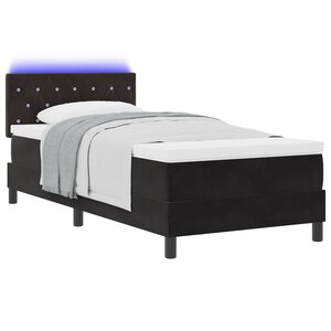 Lit Box Spring vidaXL avec Matelas et LED Noir 90x190 cm Velours