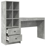 vidaXL Bureau avec rangement Gris béton Bois composite