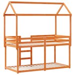 vidaXL Lit superposé avec toit cire marron 75x190cm bois massif de pin