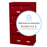 Bloc collectif leabox.com  2x4  grade 3  simple face  Intérieur  fixation murale  Rouge pourpre RAL 3004 finition brillante