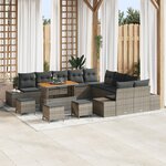 Canapé de jardin vidaXL 14 pièces avec coussins gris poly rotin